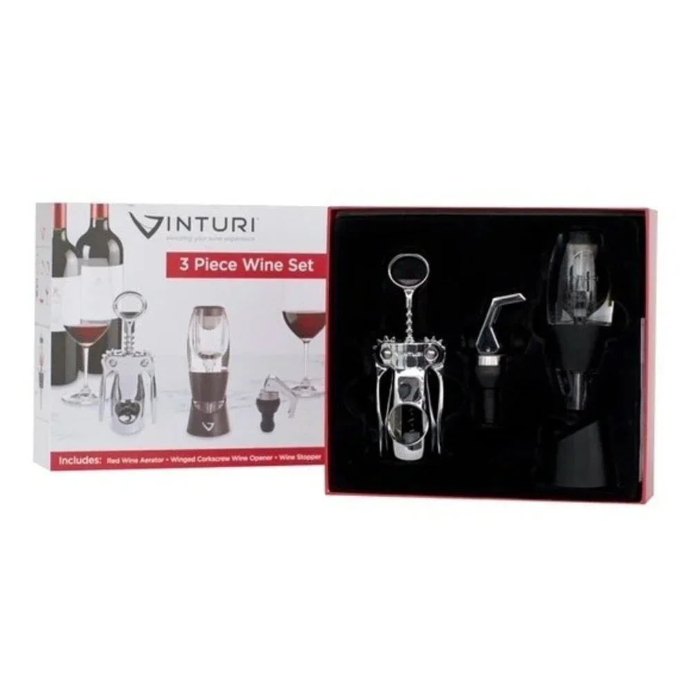 Vinturi Wine Tool Set Bundle Wine Aerator, Winged Wine Opener and Wine Stopper.